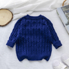 Kids Knitted Sweater Infant Solid Round Neck Pullover Trims Long Sleeve Sweaters Durable Tops
