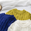 Kids Knitted Sweater Infant Solid Round Neck Pullover Trims Long Sleeve Sweaters Durable Tops
