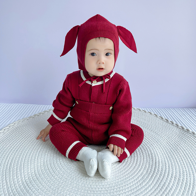 Baby Sweater Romper Custom Texture Onesie Hat Bodysuit Toddler Kids Clothing