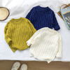 Kids Knitted Sweater Infant Solid Round Neck Pullover Trims Long Sleeve Sweaters Durable Tops