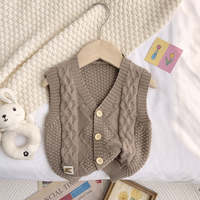 Baby Knitted Vest Collar New Born Neture Sleeveless Knit Sweater Vests