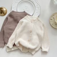 Hot Selling Oversized Baby Knitted Cardigan Custom Toddler Child Plain Sweater Jackets Clothing Spring Baby Knit Cardigans