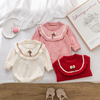Kids Knitted Sweater Infant Solid Round Neck Pullover Trims Long Sleeve Sweaters Durable Tops