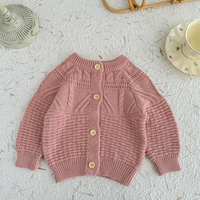 Kids Knit Cardigan Knitted Girls Sweater Tops Children Button Custom Kids Pointelle Cardigans Korean Style