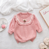 Kids Knitted Sweater Infant Solid Round Neck Pullover Trims Long Sleeve Sweaters Durable Tops