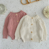 Kids Knit Cardigan Knitted Girls Sweater Tops Children Button Custom Kids Pointelle Cardigans Korean Style