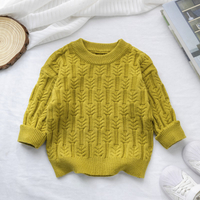 Kids Knitted Sweater Infant Solid Round Neck Pullover Trims Long Sleeve Sweaters Durable Tops