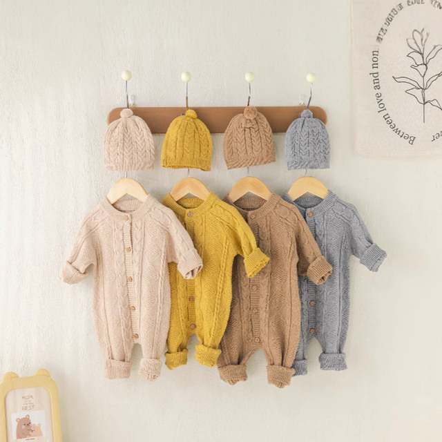 Baby Sweater Romper Custom Texture Onesie Hat Bodysuit Toddler Kids Clothing